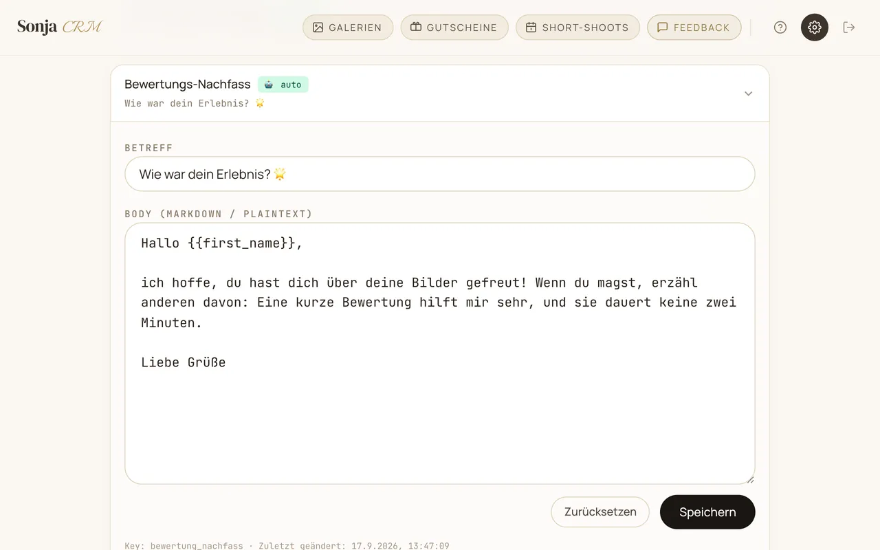 Mail-Vorlage für die Bitte um eine Bewertung nach der Lieferung